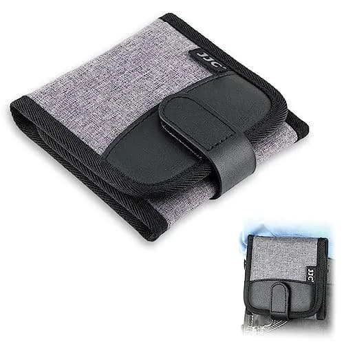 JJC 3-Pocket Lens Filter Pouch Case, Wallet for Circular Filters up to 82mm | Durable Polyester & Neoprene — For 3 x Filters up to 82mm