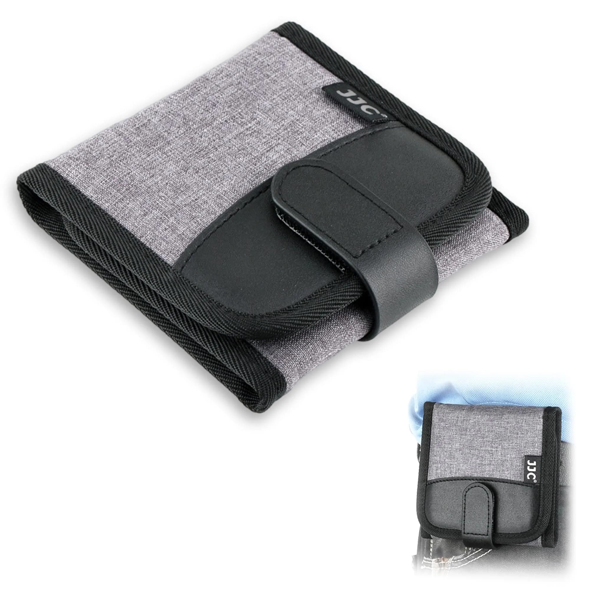 JJC 3-Pocket Lens Filter Pouch Case, Wallet for Circular Filters up to 82mm | Durable Polyester & Neoprene