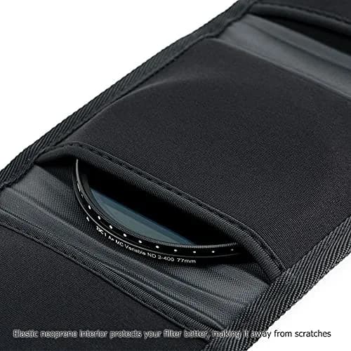 JJC 3-Pocket Lens Filter Pouch Case, Wallet for Circular Filters up to 82mm | Durable Polyester & Neoprene thumbnail 4
