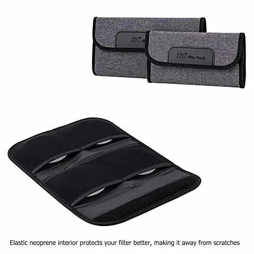JJC 4-Pocket Lens Filter Pouch Case for Circular Filters up to 82mm | Dustproof, Padded Elastic Interior thumbnail 5