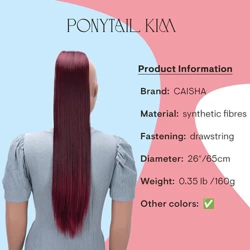 CAISHA 26" Hair Piece Ponytail Drawstring Toggle Red Mix PH623 | Heat-Resistant Synthetic Hair Extension thumbnail 2