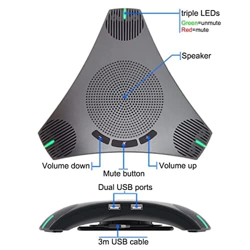 PolaTab Q95 mini Conference Speaker and Microphone | USB Speakerphone with USB Hub & Noise Reduction thumbnail 6