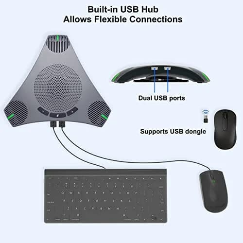 PolaTab Q95 mini Conference Speaker and Microphone | USB Speakerphone with USB Hub & Noise Reduction thumbnail 7