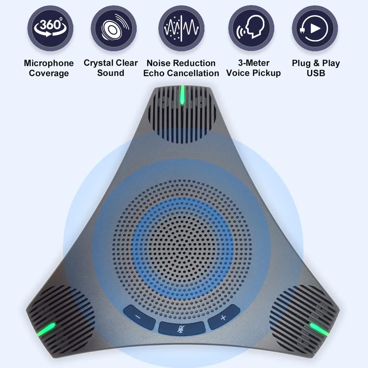 PolaTab Q95 mini Conference Speaker and Microphone | USB Speakerphone with USB Hub & Noise Reduction - view 2