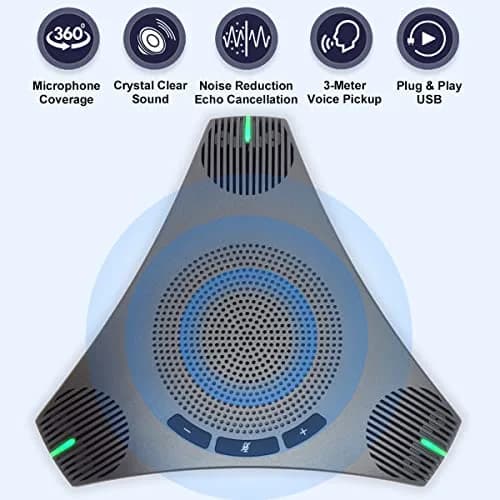 PolaTab Q95 mini Conference Speaker and Microphone | USB Speakerphone with USB Hub & Noise Reduction thumbnail 2