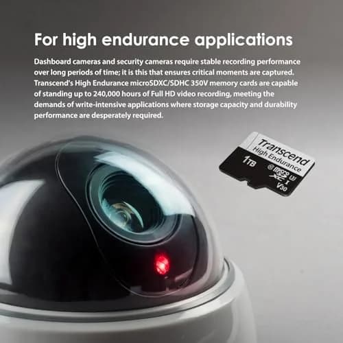Transcend 256GB High Endurance microSDXC Card 100MB/s U3 C10 V30 | Reliable for Dashcams & Surveillance thumbnail 2