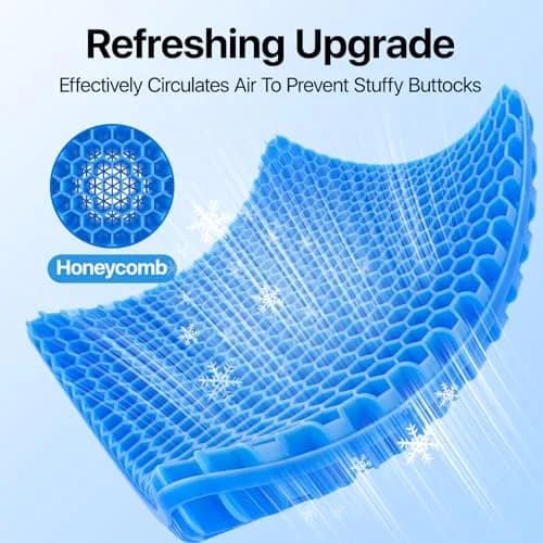OMCOZY Gel Seat Cushion 47.02 cm x 43.97 cm x 3.84 cm (18.51 x 17.33 x 1.51 inches) | Pain Relief & Breathable for Office Chairs thumbnail 6