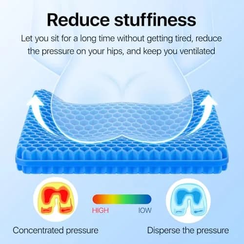 OMCOZY Gel Seat Cushion 47.02 cm x 43.97 cm x 3.84 cm (18.51 x 17.33 x 1.51 inches) | Pain Relief & Breathable for Office Chairs thumbnail 7