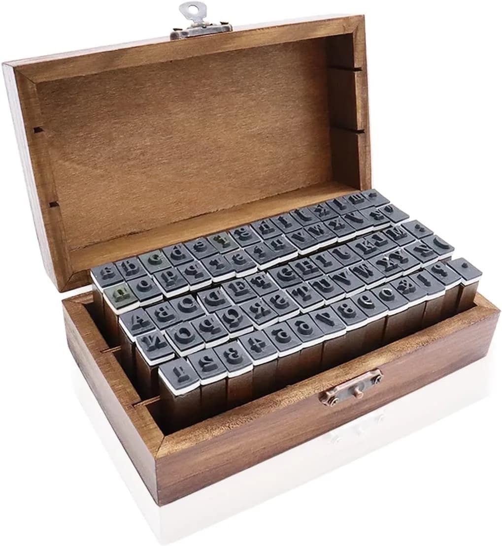 OJYUDD 70Pcs Wooden Rubber Alphabet Letter Number Stamps | DIY Craft & Scrapbooking Supplies