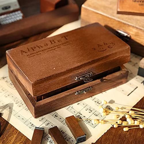 OJYUDD 70Pcs Wooden Rubber Alphabet Letter Number Stamps | DIY Craft & Scrapbooking Supplies thumbnail 4