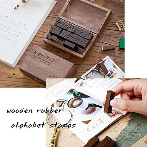 OJYUDD 70Pcs Wooden Rubber Alphabet Letter Number Stamps | DIY Craft & Scrapbooking Supplies thumbnail 6