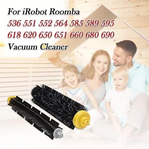 Garbage fighter Replacement Bristle and Flexible Beater Brush Kit for iRobot Roomba 600 Series (2 Pairs, Rubber/Nylon) thumbnail 4