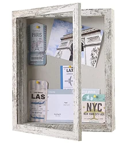 Califortree Shadow Box Frame 8.5x11 with Linen Back | Rustic White Display Case - main product image