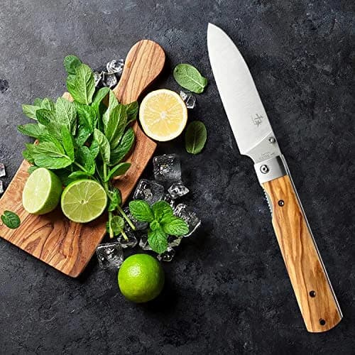 SENBON 440A Stainless Steel Folding Utility Knife 11.8cm (4.6in) Blade | Forged Blade, Olive Wood Handle thumbnail 4