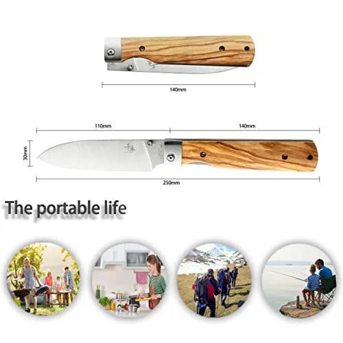 SENBON 440A Stainless Steel Folding Utility Knife 11.8cm (4.6in) Blade | Forged Blade, Olive Wood Handle thumbnail 2