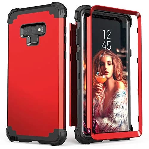 IDweel Galaxy Note 9 Case, 3 in 1 Shockproof Slim Hybrid Heavy Duty Protection, Red thumbnail 1