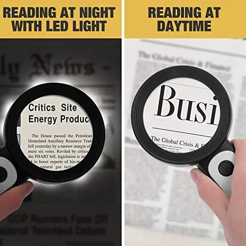 JMH Handheld Magnifying Glass with Light, 3.15" Lens | 18 LEDs, 3 Light Modes, 3x Magnification thumbnail 4