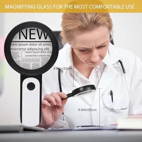 JMH Handheld Magnifying Glass with Light, 3.15" Lens | 18 LEDs, 3 Light Modes, 3x Magnification thumbnail 6