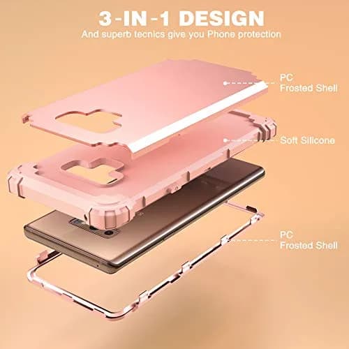 IDweel Galaxy Note 9 Case, 3 in 1 Shockproof Slim Hybrid Heavy Duty Protection, Rose Gold thumbnail 8