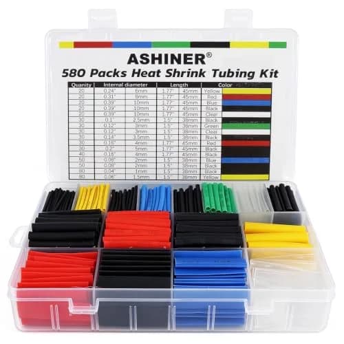 ASHINER Heat Shrink Tubing Kit - 580Pcs EVA Material in 6 Colors and 11 Sizes | Waterproof, Fire-Resistant, Easy to Use thumbnail 1