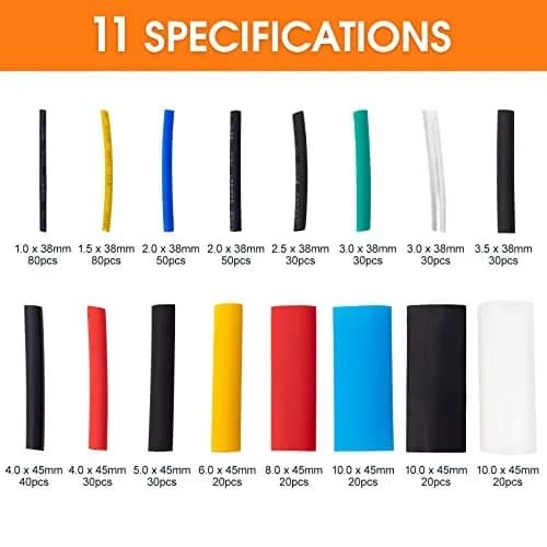 ASHINER Heat Shrink Tubing Kit - 580Pcs EVA Material in 6 Colors and 11 Sizes | Waterproof, Fire-Resistant, Easy to Use thumbnail 3
