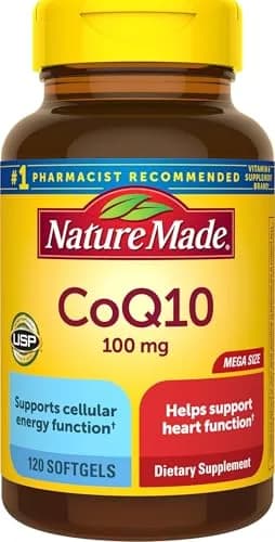 Nature Made CoQ10 100mg Softgels for Heart Health Support, 120 Softgels | USP Verified Antioxidant Supplement thumbnail 1