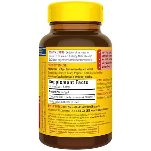 Nature Made CoQ10 100mg Softgels for Heart Health Support, 120 Softgels | USP Verified Antioxidant Supplement thumbnail 8
