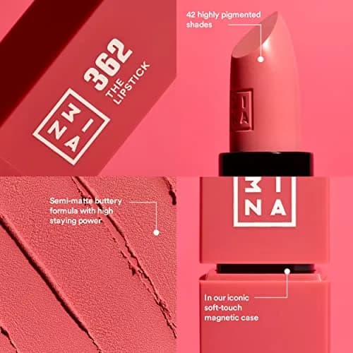 3INA Moisturizing Lipstick 0.16 oz | Semi-Matte Satin Finish, 5-Hour Wear, Highly Pigmented, Vegan & Cruelty-Free thumbnail 3