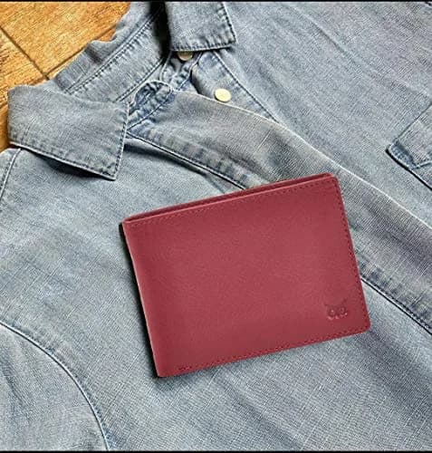 Wise Owl Accessories Red Wallet Real Leather RFID Blocking Slim Minimalist Front Pocket (Nappa, Red) | Compact & Stylish thumbnail 5