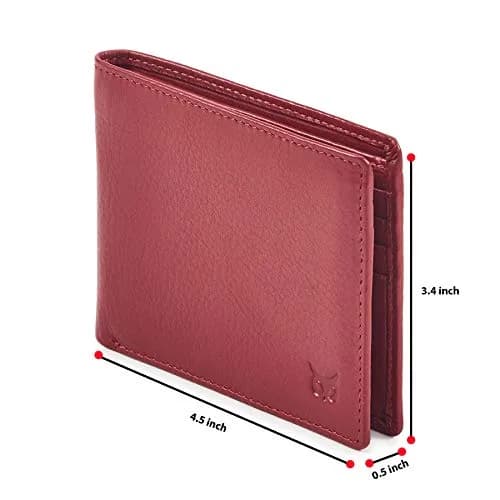 Wise Owl Accessories Red Wallet Real Leather RFID Blocking Slim Minimalist Front Pocket (Nappa, Red) | Compact & Stylish thumbnail 2