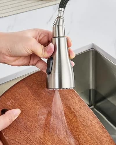 J-HVA Pull Down Kitchen Faucet Sprayer Head Replacement Part, Brushed Nickel | 3-Function Nozzle for Easy Cleaning thumbnail 7