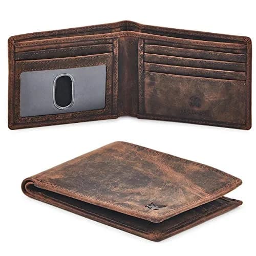 Wise Owl Accessories Real Leather Bifold Wallet RFID Blocking Slim Front Pocket | Minimalist & Stylish (4"x3.25"x0.75") thumbnail 1