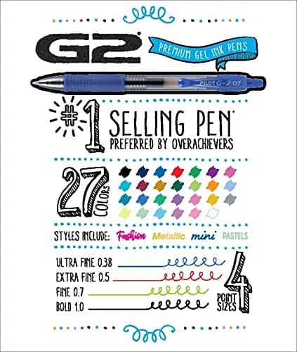 Pilot G2 Premium Retractable Gel Pens .38mm 8-Pack | Smooth, Long-Lasting, Refillable thumbnail 6