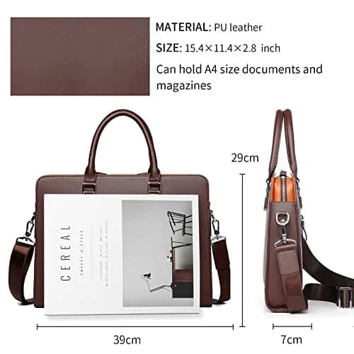 FSD.WG Leather Briefcase Shoulder Laptop Business Bag for Men | Classic, Stylish & Spacious (15.6 in) thumbnail 4