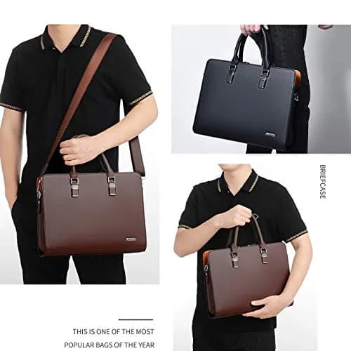 FSD.WG Leather Briefcase Shoulder Laptop Business Bag for Men | Classic, Stylish & Spacious (15.6 in) thumbnail 2