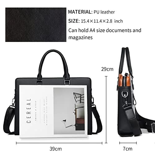 FSD.WG Business Bag Leather Briefcase Shoulder Laptop for Men | Classic, High-Quality Leather, 17L Capacity thumbnail 4