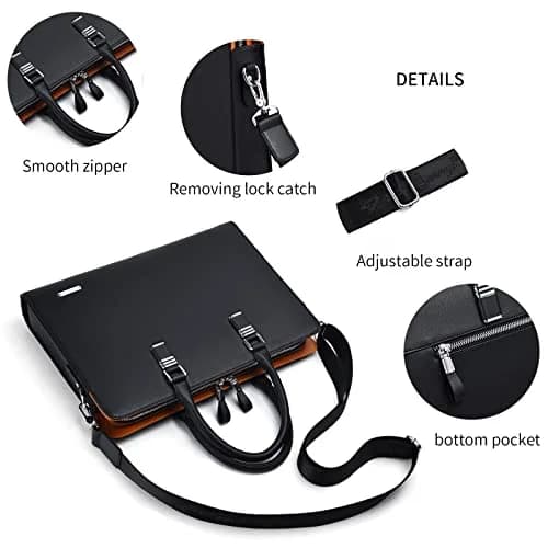 FSD.WG Business Bag Leather Briefcase Shoulder Laptop for Men | Classic, High-Quality Leather, 17L Capacity thumbnail 5