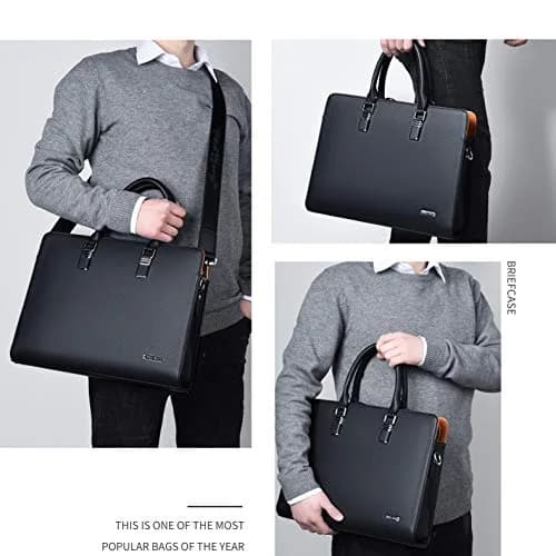 FSD.WG Business Bag Leather Briefcase Shoulder Laptop for Men | Classic, High-Quality Leather, 17L Capacity thumbnail 2