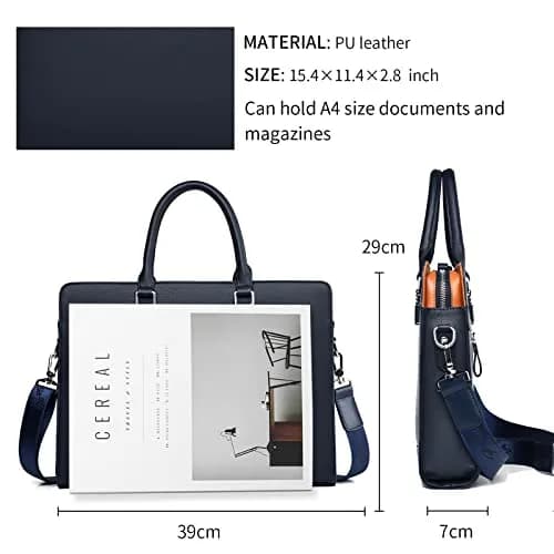 FSD.WG Business Bag Leather Briefcase Shoulder Laptop for Men | Classic, High-Quality Leather (15.6 in) thumbnail 4