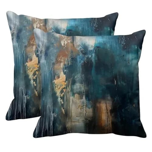 Britimes Teal Black Velvet Pillow Covers Set of 2, 45cm (18 Inch) | Soft & Elegant Home Decor thumbnail 1