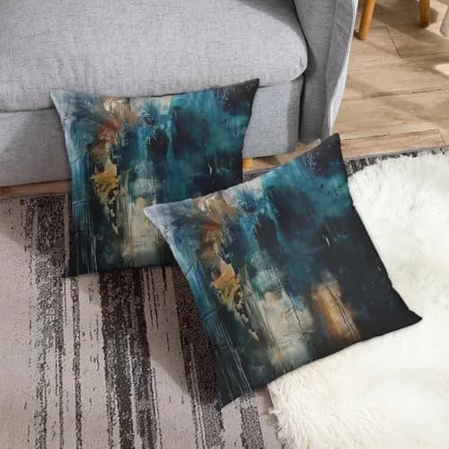 Britimes Teal Black Velvet Pillow Covers Set of 2, 45cm (18 Inch) | Soft & Elegant Home Decor thumbnail 4