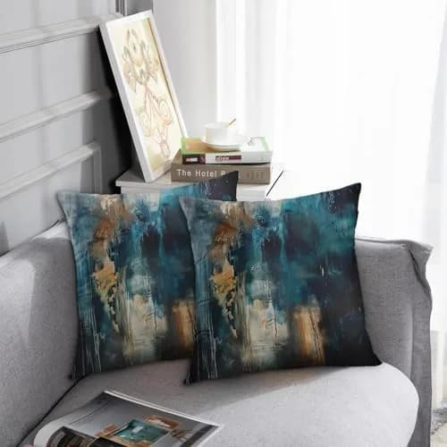 Britimes Teal Black Velvet Pillow Covers Set of 2, 45cm (18 Inch) | Soft & Elegant Home Decor thumbnail 5