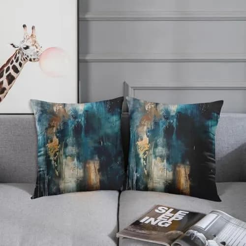 Britimes Teal Black Velvet Pillow Covers Set of 2, 45cm (18 Inch) | Soft & Elegant Home Decor thumbnail 3