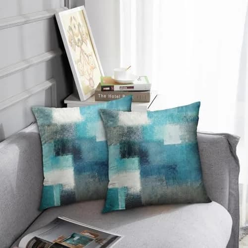Britimes Throw Pillow Covers Set of 2, 18 x 18 Inch | Velvet, Teal Peacock Blue, Zipper Closure thumbnail 4