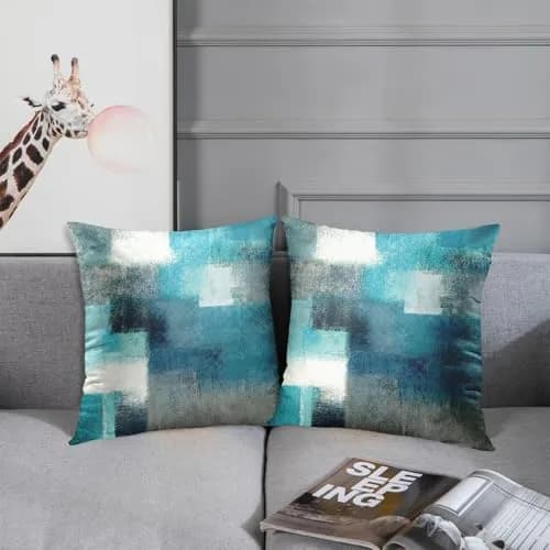 Britimes Throw Pillow Covers Set of 2, 18 x 18 Inch | Velvet, Teal Peacock Blue, Zipper Closure thumbnail 2