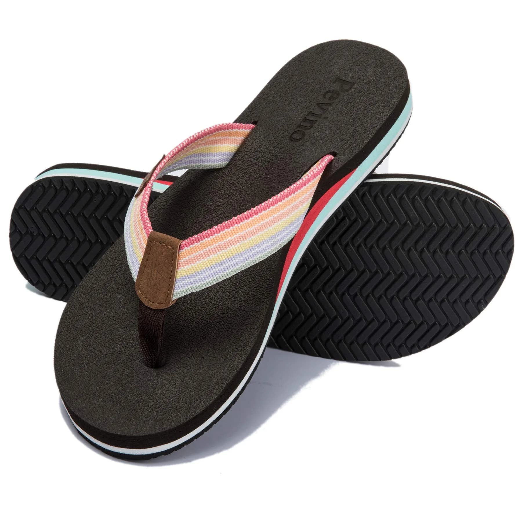 Pevino Women's Orthotic Flip Flops with Waterproof Platform & Anti-Slip Sole | Arch Support for Comfort (120 chars) — Brown