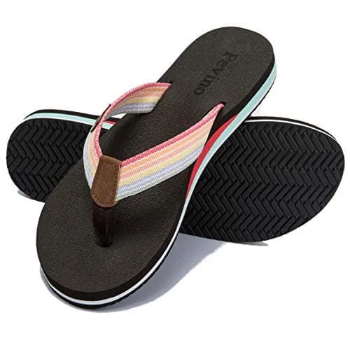 Pevino Women's Orthotic Flip Flops with Waterproof Platform & Anti-Slip Sole | Arch Support for Comfort (120 chars) thumbnail 1