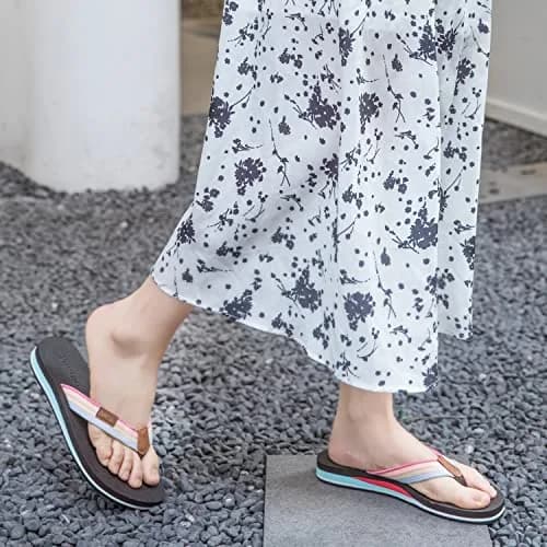 Pevino Women's Orthotic Flip Flops with Waterproof Platform & Anti-Slip Sole | Arch Support for Comfort (120 chars) thumbnail 2