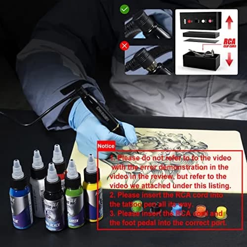 Wormhole Tattoo Gun Kit WTK070 for Beginners | Complete Set with 8x 30ml Ink & 20 Needles thumbnail 7