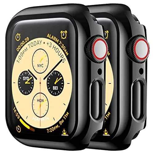 HANKN 2 Pack Hard Case for Apple Watch Series 6 5 4 /SE 2/SE 3 40mm | Tempered Glass Full Coverage thumbnail 1